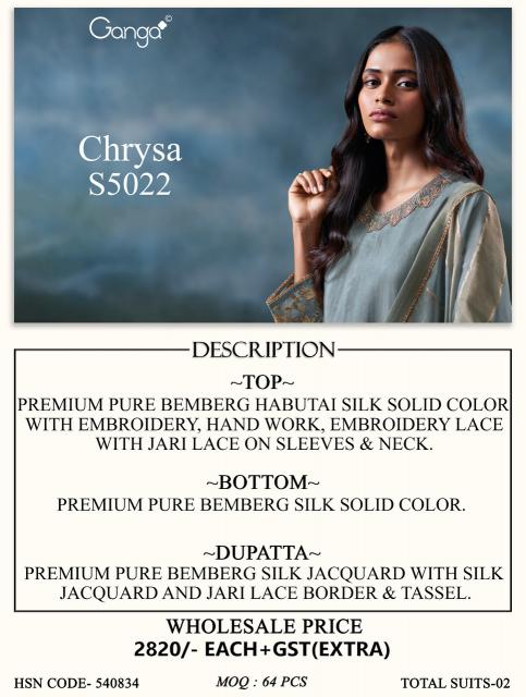 Ganga chrysa 5022 wholesale market ojnw for dress materials